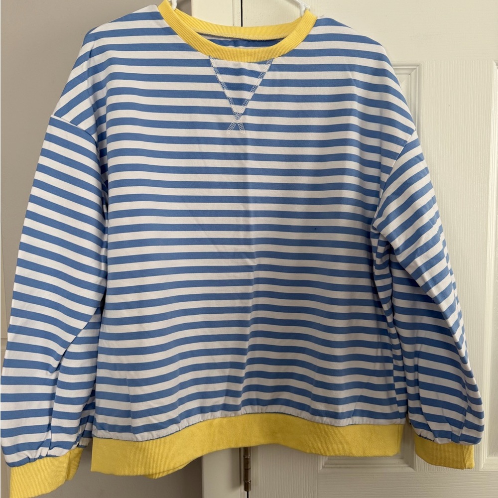 Blue and Yellow Striped Women's Sweatshirt